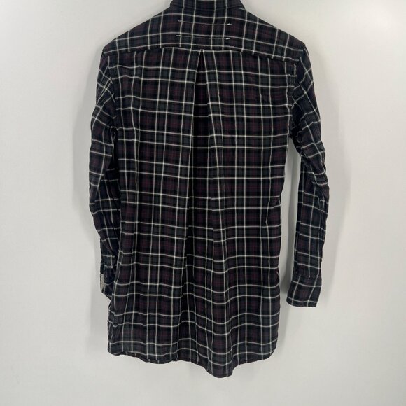 Rag & Bone XS Black Plaid Button Down Tunic Shirt Long Sleeve Layering Designer - Picture 2 of 9